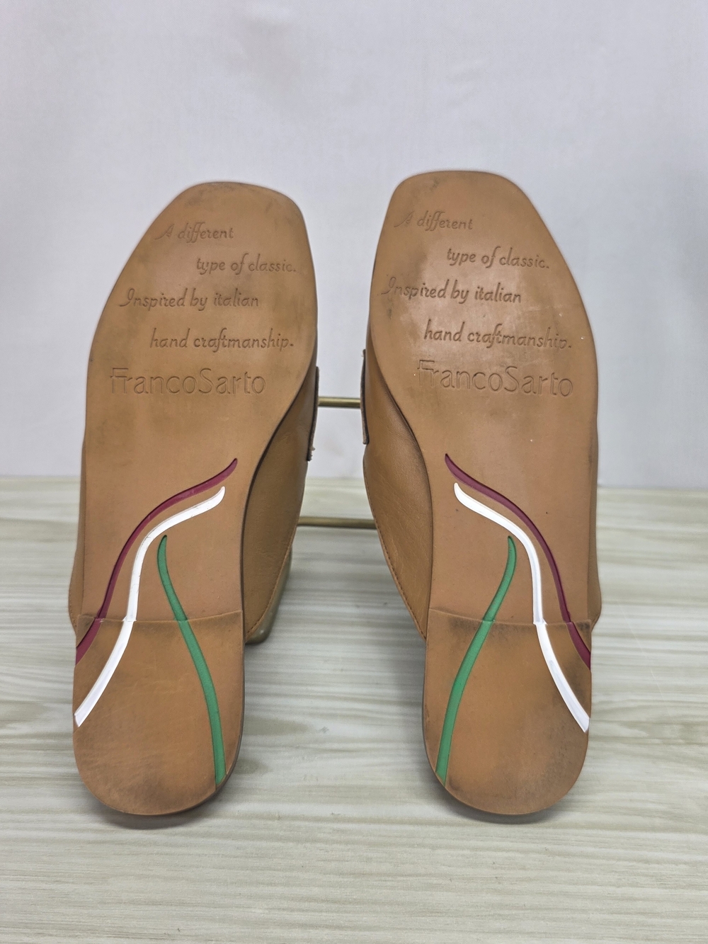 Franco Sarto Tan Leather Backless Penny Mules - Picture 7 of 9